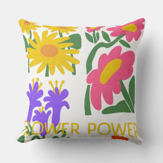 Flower Power Retro Flora Ontwerp Kussen