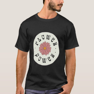 Flower Power, Retro Natuurlijk Veganistische Veget T-shirt