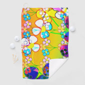 Flower Power Retro Pansies Golfhanddoek (Insitu)