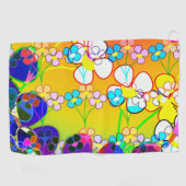 Flower Power Retro Pansies Golfhanddoek (Horizontaal)