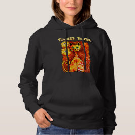 Flower Power Retro Whimsical Cat Kat Sinaasappel R Hoodie