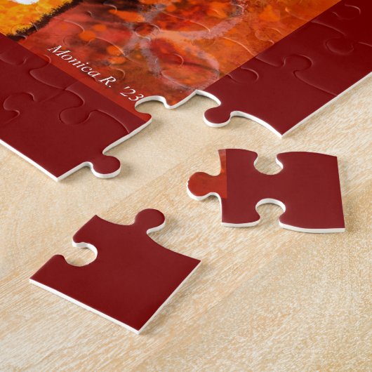 Flower Power Retro Whimsical Cat Personalized Legpuzzel (Zijkant)