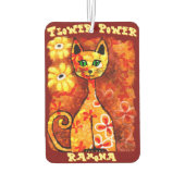 Flower Power Retro Whimsical Cat Personalized Luchtverfrisser (Achterkant)