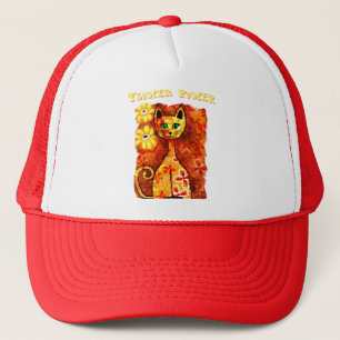 Flower Power Retro Whimsical Kat Persoonlijk Trucker Pet