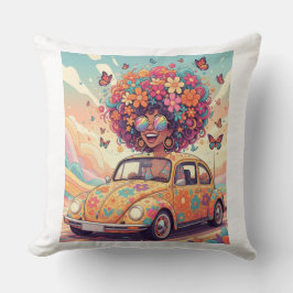Flower Power Ride Throw Pillow Kussen