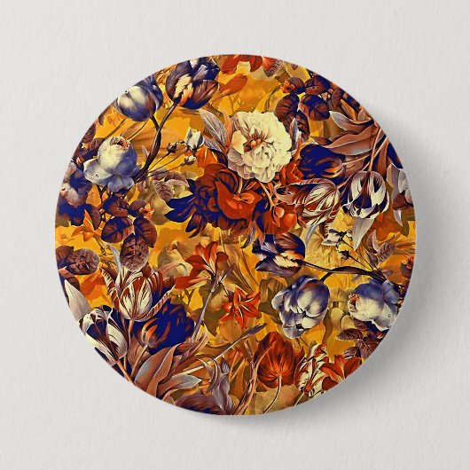 Flower power ronde button 7,6 cm (Voorkant)