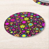 Flower Power Ronde Kartonnen Onderzetter (Gebogen)