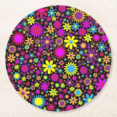 Flower Power Ronde Kartonnen Onderzetter (Voorkant)