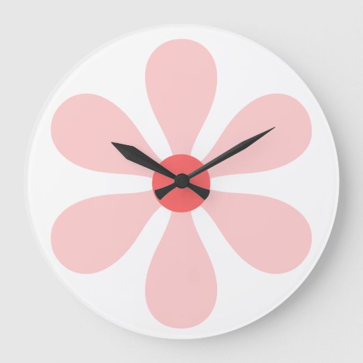 Flower Power - roze Grote Klok (Voorkant)