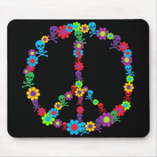 Flower Power Schedel Vrede Muismat