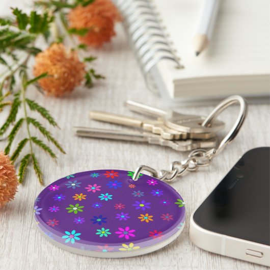 Flower Power Shower - kleurpatroon 1 Sleutelhanger (Voorkant Rechts)