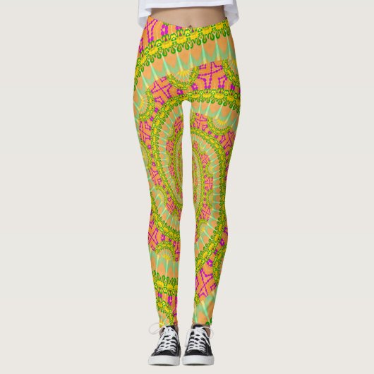 Flower Power Spiraal ZONNIG Leggings (Voorkant)