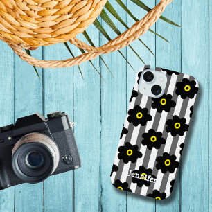Flower Power Strepen Personaliseer Naam Iphone Hoe 15 Case