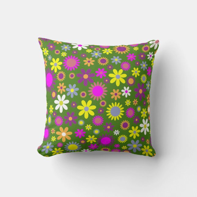 Flower Power Throw Pillow Kussen (Voorkant)