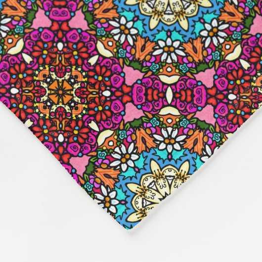 Flower Power V Garden Groovy Fleece Deken (Hoek)
