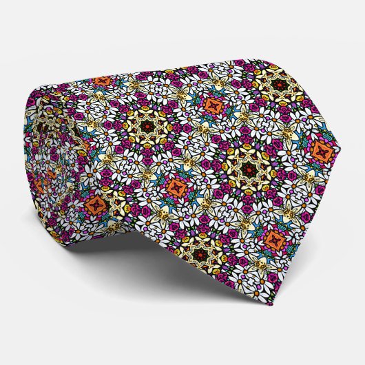 Flower Power V Neck Tie Stropdas (Opgerold)