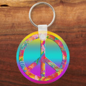 Flower Power Vrede | gekleurde lijnen Sleutelhanger (Voorkant)