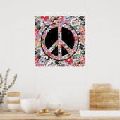 FLOWER POWER VREDE teken I + jouw achtergrond Poster (Keuken)