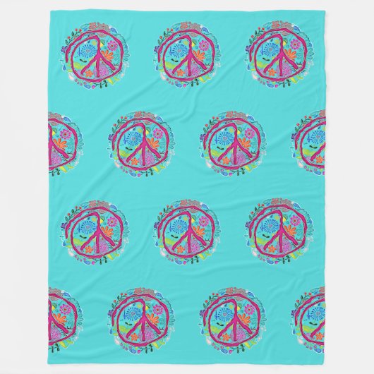 Flower Power Vredescombinatie 1 Fleece Deken (Voorkant)