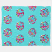 Flower Power Vredescombinatie 1 Fleece Deken (Voorkant (Horizontaal))