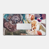 Flower Princess Blush Pink Pastel Waterverf Bureaumat (Keyboard & Muis)