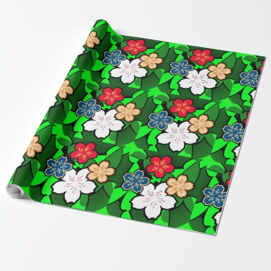 Flower print wrapping papier (Uitgerold)