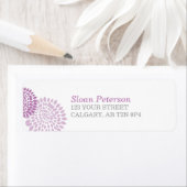 Flower Puff Paarse adreslabel Etiket (Insitu)