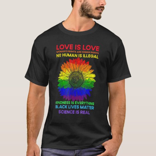 Flower Rainbow Human Black Lives Rights Science Lg T-shirt (Voorkant)