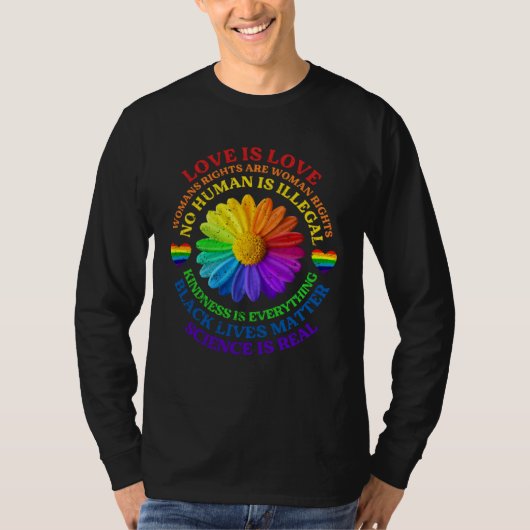 Flower Rainbow Human Black Lives Rights Science LG T-shirt (Voorkant)