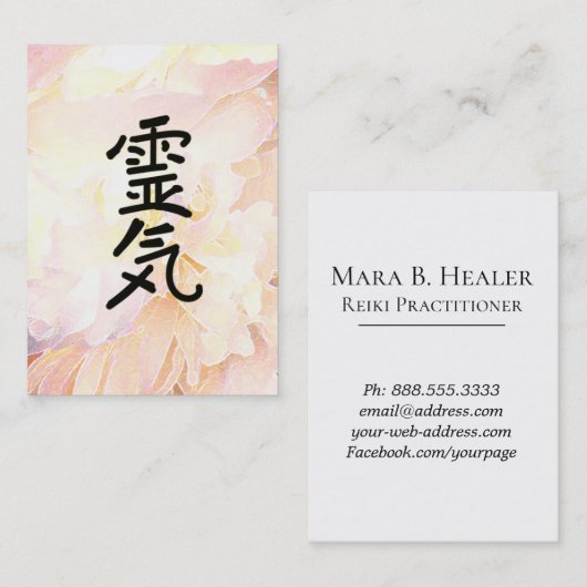*~* Flower Reiki Symbool Reiki Master Practitioner Visitekaartje (Voorkant / Achterkant)