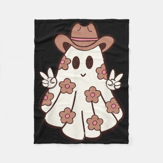 Flower Retro Western Ghost Halloween Funny Cowgirl Fleece Deken (Voorkant)