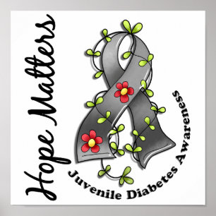 Flower Ribbon 4 Hope doet jonge diabetes Poster