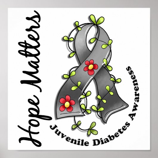 Flower Ribbon 4 Hope doet jonge diabetes Poster (Voorkant)