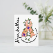 Flower Ribbon 4 Hope Matters Endometriumkanker Briefkaart (Staand voorkant)