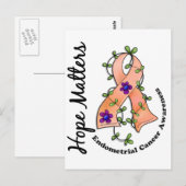 Flower Ribbon 4 Hope Matters Endometriumkanker Briefkaart (Voorkant / Achterkant)