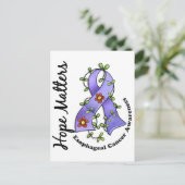 Flower Ribbon 4 Hope Matters Slokdarmkanker Briefkaart (Staand voorkant)