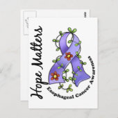 Flower Ribbon 4 Hope Matters Slokdarmkanker Briefkaart (Voorkant / Achterkant)