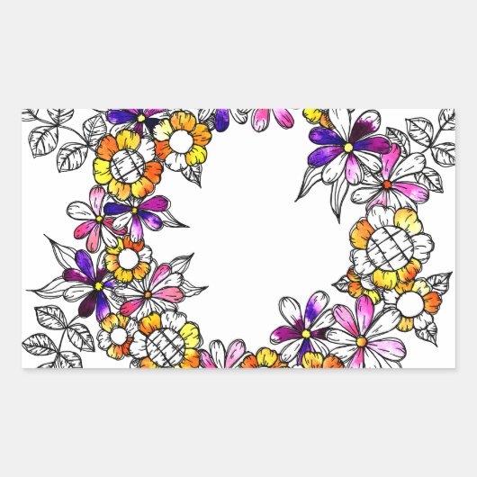Flower Ring Rechthoekige Sticker (Voorkant)