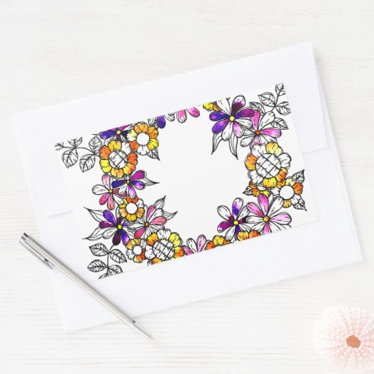 Flower Ring Rechthoekige Sticker (Envelop)