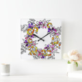 Flower Ring Vierkante Klok (Huis)