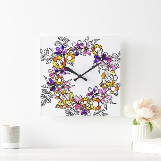 Flower Ring Vierkante Klok (Huis)