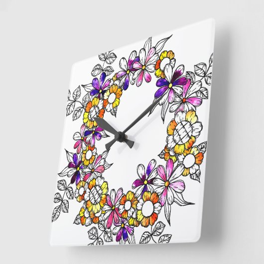 Flower Ring Vierkante Klok (Hoek)