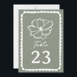 Flower Sage Green Wedding Kaart<br><div class="desc">Witte lijn kunst bloemenillustratie over Sage Green achtergrond met witte tekst en handgetekende lijst.</div>