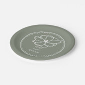 Flower Sage Green Wedding Papieren Bordje (Gekanteld)