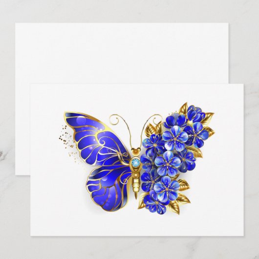 Flower Sapphire Butterfly Aankondiging (Voorkant / Achterkant)