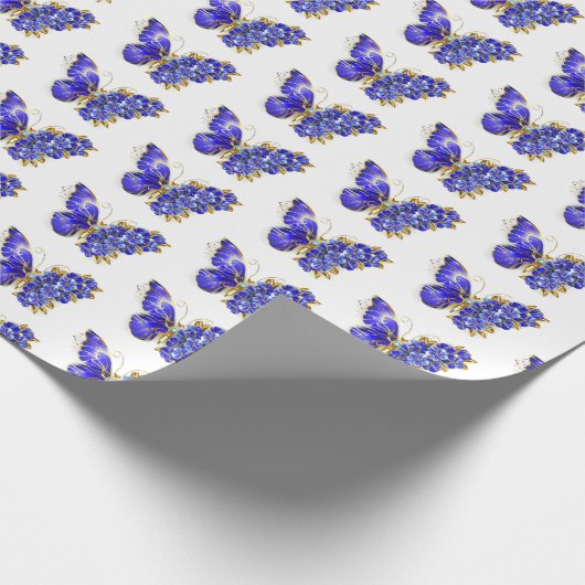 Flower Sapphire Butterfly Cadeaupapier (Hoek)