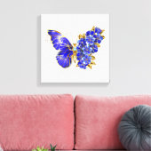 Flower Sapphire Butterfly Canvas Afdruk (Insitu (Woonkamer))