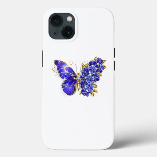 Flower Sapphire Butterfly Case-Mate iPhone Case (Achterkant)