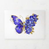 Flower Sapphire Butterfly Drieluik Uitnodiging (Cover)