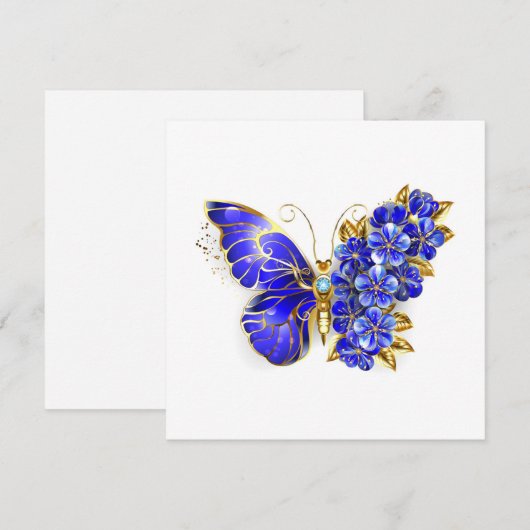 Flower Sapphire Butterfly Feestdagenkaart (Voorkant / Achterkant)